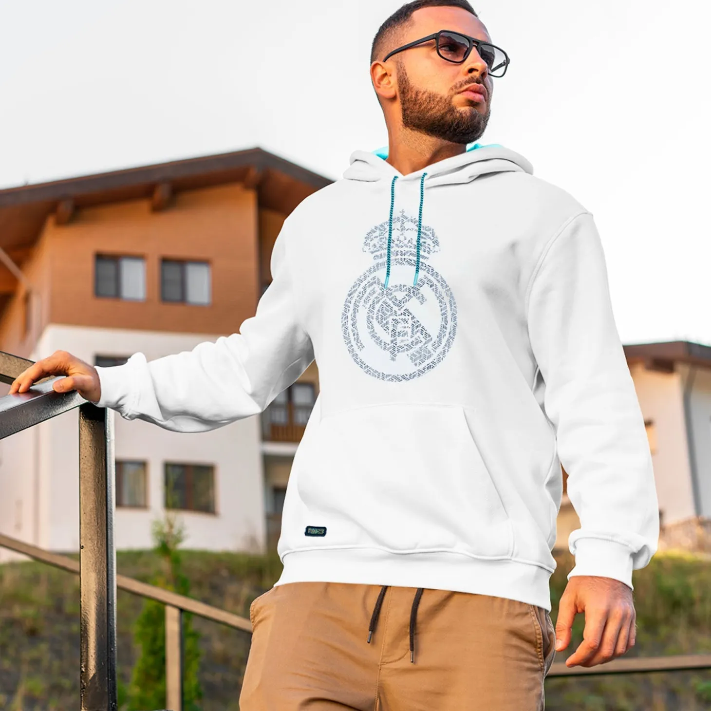 Homme Foundry Sweats^Bernabeu Neon Lights Sweatshirt Hoodie White Shield Print