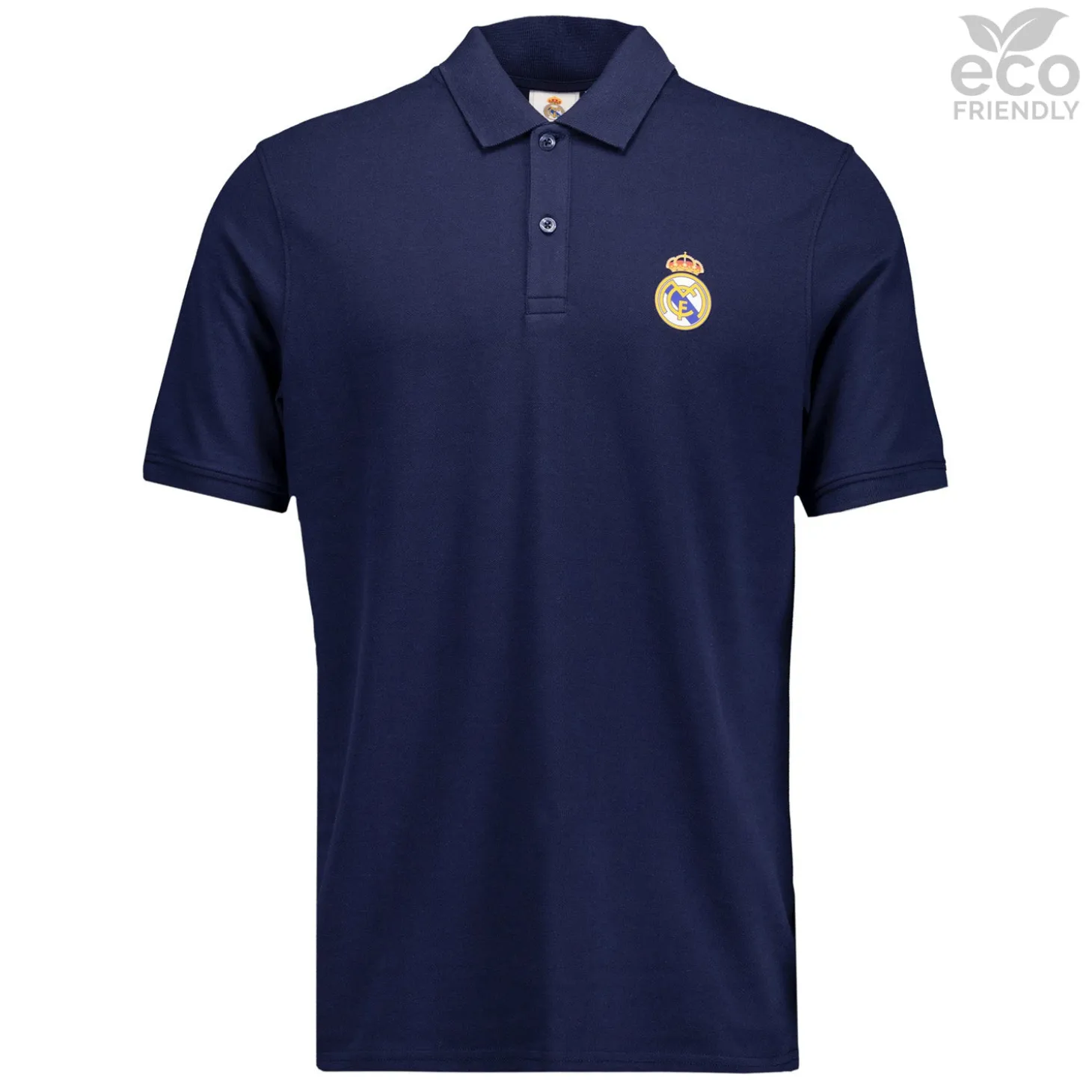 Homme OSDM Polos^Polo bleu pour hommes ECO Essentials Real Madrid Shield Colour