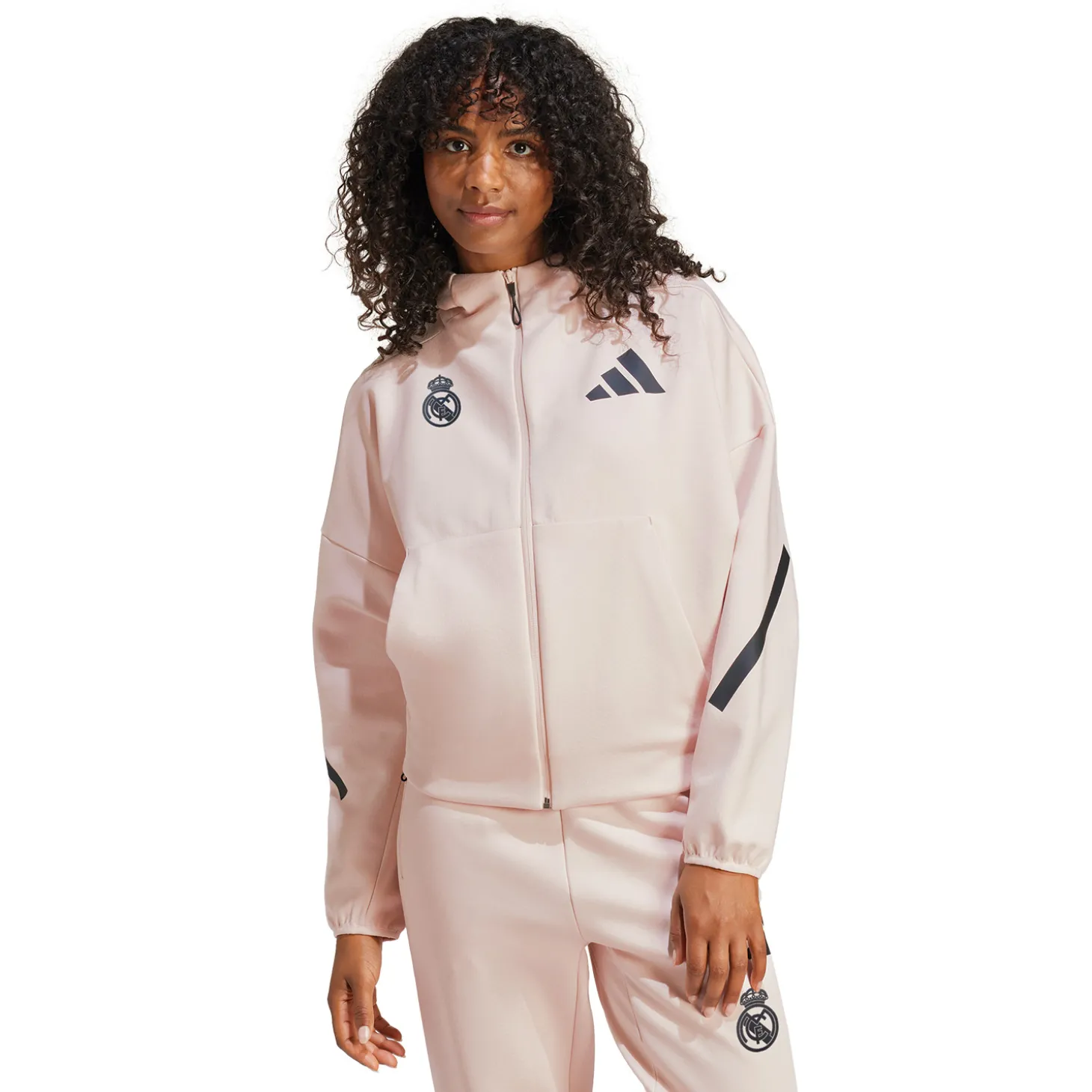 Femme Adidas España, S.A.U Vestes|Sweats^Sweat à Capuche Zippé Badge Up adidas Rose Clair femmes